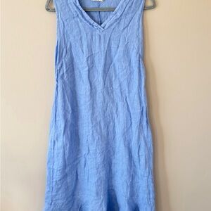 Linen Blue Sleeveless Midi Dress